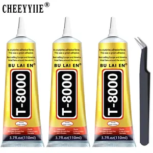 3PCS 110ml Upgrade T-8000 Transparent Glue Mobile Phone Screen Repair Elastic Glue Plastic Rubber Shoes Jewelry Super Glue Needle Type Phone Screen Repairing Tool , Jewerly Craft Rhinestone Phone Frame Fix Screen Glass Glue 110ml/1pc adhesive