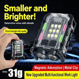 Multifunctional Work Light LED Keychain High Bright Warning Light Waterproof Portable Mini Magnetic Repair Lamp