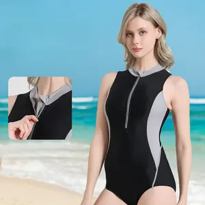 Women'S One-Piece Racing Swimsuit - European & American Style, Zippered Athletic Swimwear, New Arrival, Body-Hugging Design1111111