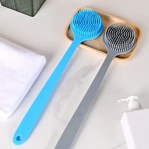 Lazy Bathing Artifact Back Brush Silicone Shower Double-Sided Large Handle Bath Brush Personal Exfoliating Set Blue