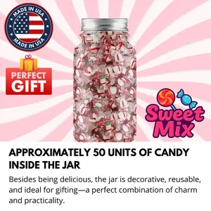 Sweet Mix – Brach Soft Peppermint Candy in Decorative Glass Jar – 32oz | Individually Wrapped | Fresh, Reusable & Perfect Gift