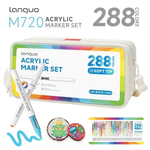 Languo 288 Color Pro Marker Pen Set, Large Capacity Ink Refills, Soft Tip Markers for Drawing & Writing, DIY Art Supplies