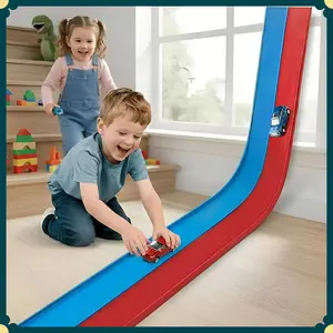 15 Ft Flexible Race Track for Kids 3+, Certified Safe Flex Race Car Ramp with Two 1/64 Diecast Cars - Starter Set, Portable Roll-Up Racetrack with Strong Suction Cups, Great Gift for Boys Girls(Gag Toys & Practical Jokes)(Gag Toys & Practical Jokes)