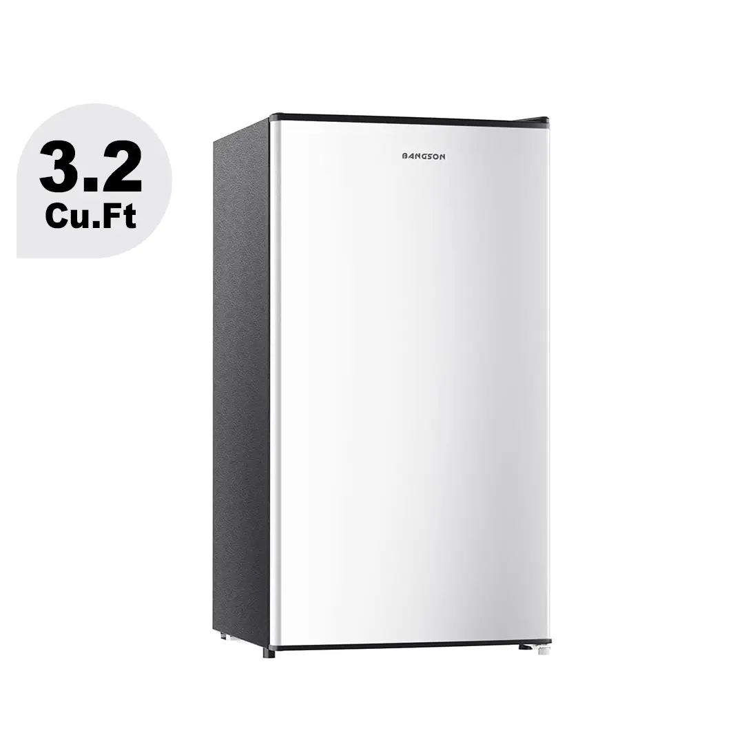 BANGSON 3.2 Cu.ft White Double-Compartment Single-Door Mini Fridge - Dual-Zone Built-in Freezer, Energy-Saving Cooler Mini Fridge, Low-Noise, Cooling Control Thermostat, Compact Household Refrigerator, White Fridge, Double-Compartment Mini Fridges