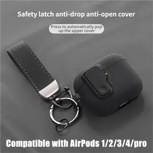 Accessories Suitable for AirPods 1/2/3/4 pro Cases with Safety Lock & Keychain - Secure Soft Cover for Wireless Charging, Button Access & Anti-Slip Grip