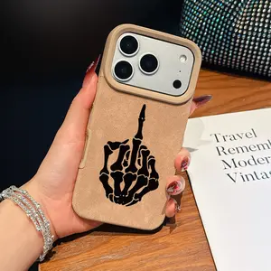 1 Skeleton Hand Phone Case, Anti Drop Fashionable iPhone Phone Case, Imitation Leather Pattern Large Hole Phone Case, Suitable for iPhone 17 Pro Max, Compatible with iPhone 17-11 All Series Phone Cases