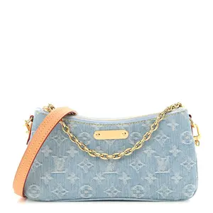 Pre-owned denim Shoulder Bags LOUIS VUITTON Monogram Liv Pochette Sky Blue