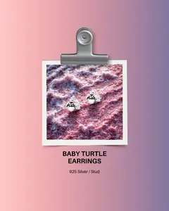 925 Sterling Silver Baby Turtle Stud Earrings | Cute Animal Earrings