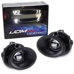 iJDMTOY Projector Lens Foglamp Kit w/Xenon White LED Fog Light Bulbs, Bezel Covers and Wiring Harness Switch For 2015-2022 Dodge Challenger