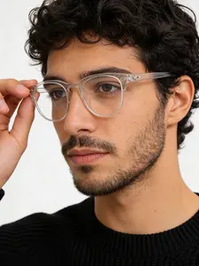 Unisex Large Frame Fashion Glasses, Anti-Blue Light Transparent Lenses, Indoor Computer Reading Gaming TV Phone Use, Outdoor Summer Vacation Beach Party