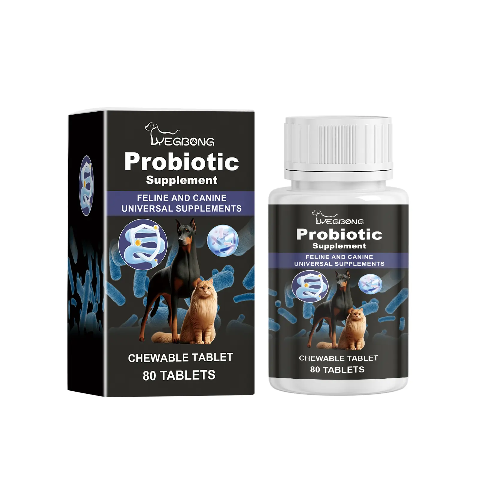 Probiotic Bites for Dogs & Cats, Nutritional Supplement Tablets with Probiotics for Gut Health daily dog probiotics cat digestion support