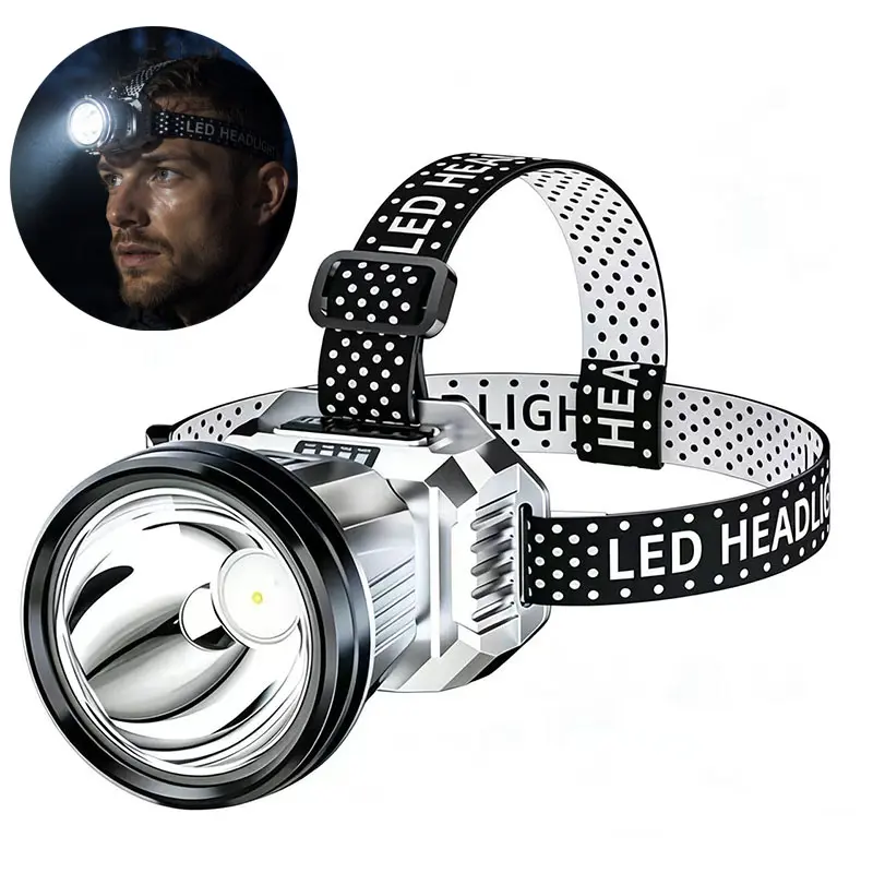 Powerful LED Headlamp, Hands Free Flashlight for Men, Rechargeable Waterproof Head Light for Work, Garage, Camping, Fishing & Survival