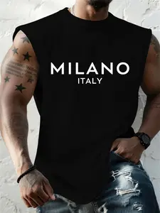 Men's Sleeveless T-Shirt Casual Fashion Printed Summer Breathable Top, Loose-Fitting Regular Length, All over Print, Trendy Streetwear