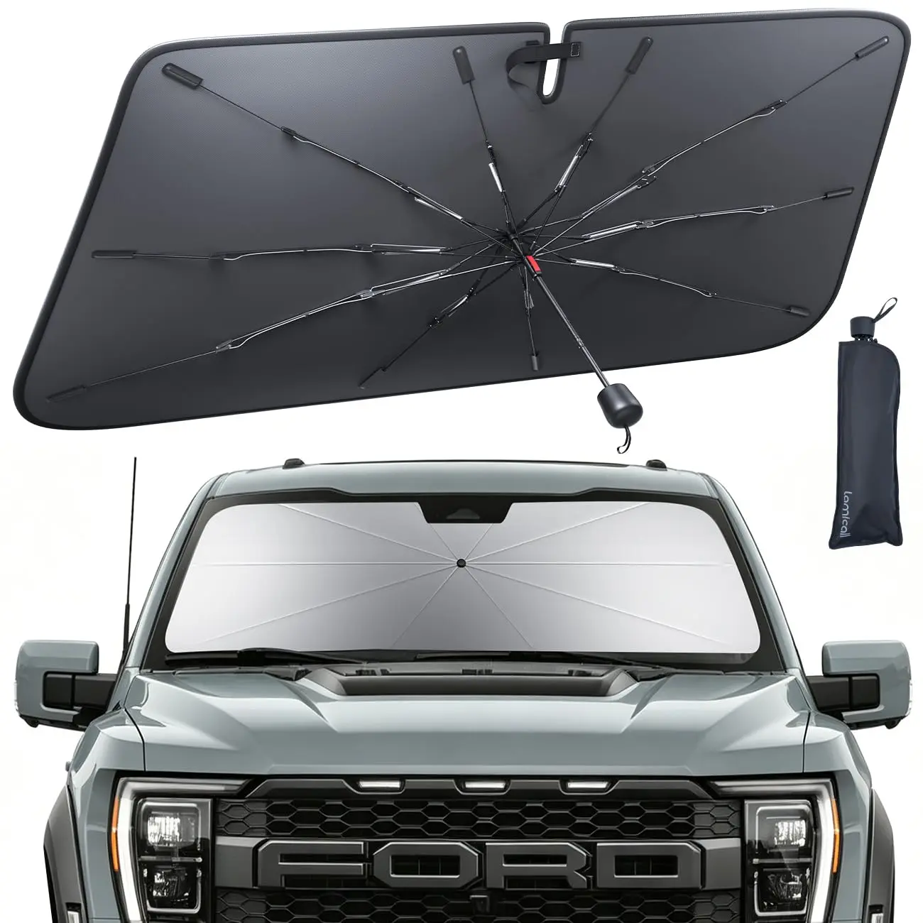 Windshield Sunshade Foldable Windshield Sunshade Umbrella Style, UV Block Car Front Window Car Windshield Cover for Sun Heat Reduce Interior Temperature