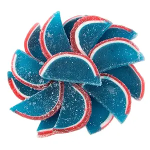 Boston Fruit Slices Blue Raspberry Flavor Sugar Sanded Jelly Fruit Slices Bite  Chewy Bonbon Sweet- Bulk Candy candied fruits food snacks Gummy Treats Fruitgummies