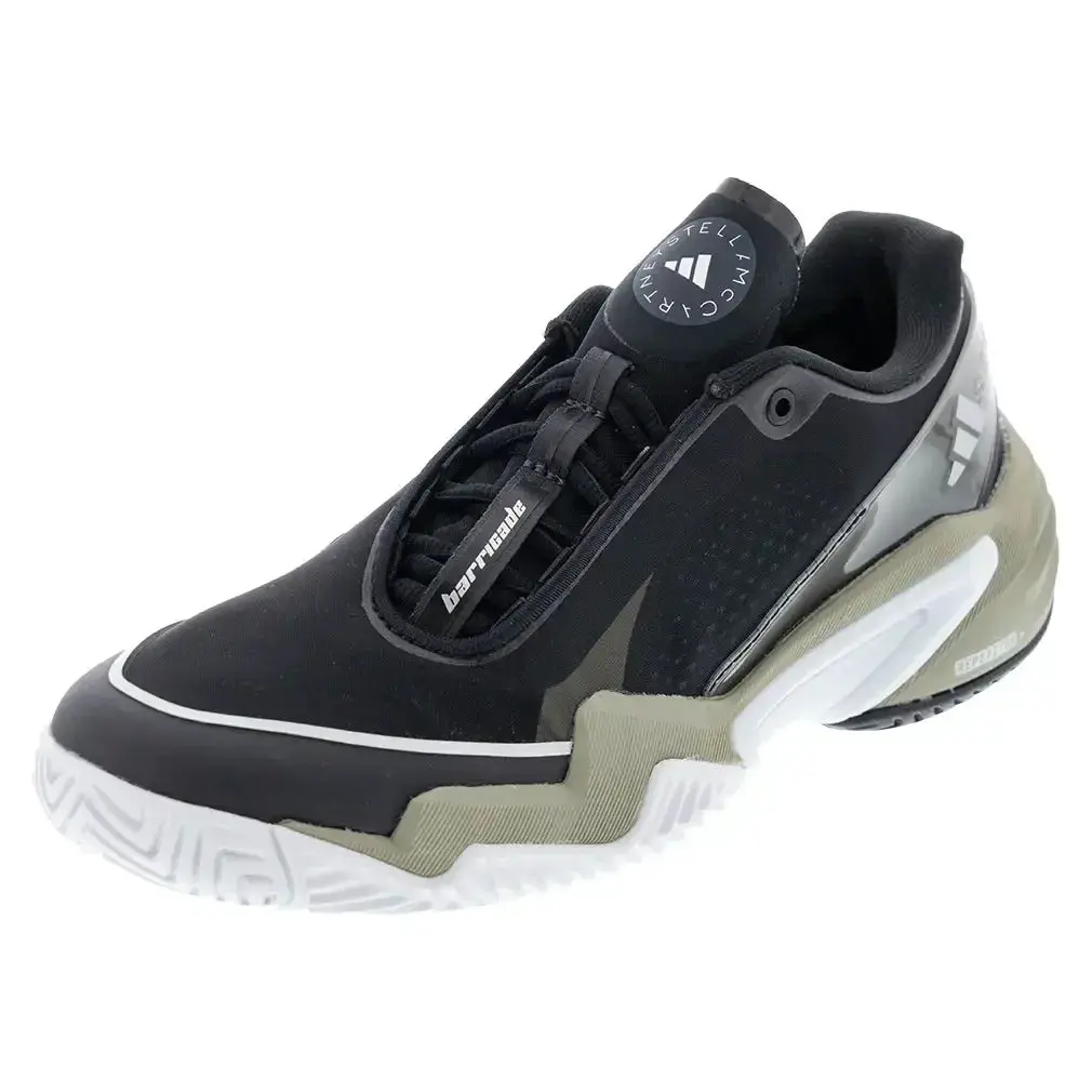 Women's Stella McCartney Barricade Tennis Shoes Core Black and Silver Metallic