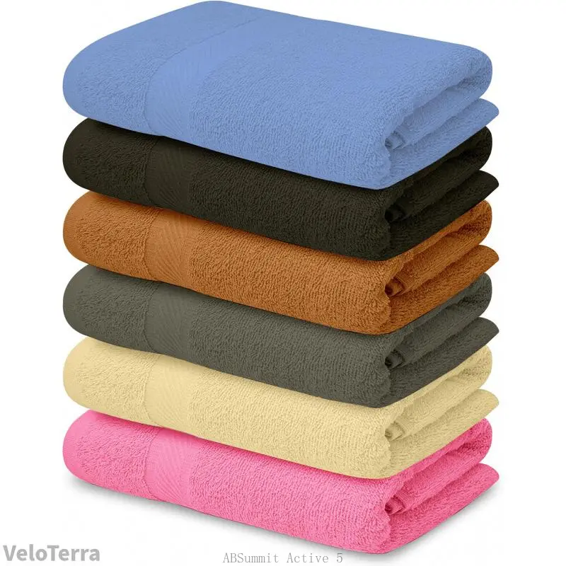 100% Cotton Bath Towels-27x54inch - 6 Pack Shower Towels - Light Weight, Ultra Absorbent Towels for Bathroom Set Cream Gift MulticolorVeloTerraABSummit Active