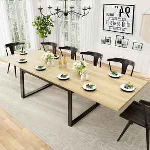 94 Inch Expandable Dining Table for 6–10 People, Modern Rectangular Extendable Kitchen Table with Steel Legs, Large Space-Saving Dinner Table 94" x 31.5" x 30"