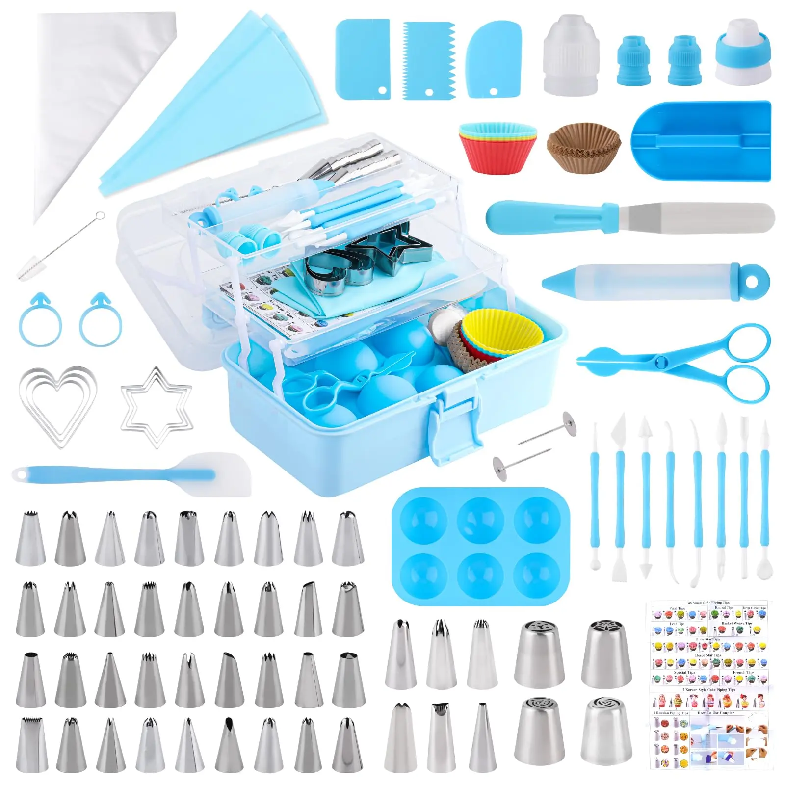 Cake Decorating Kit: Decorating Supplies Tools Kit 238 PCS Baking Accessories Include Spiping Bags and Tips Set, Piping Tips Set, Spatulas, Cake Scraper, 50 Piping Bags