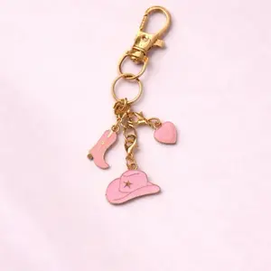 Charm Keychain Bag Charm Kindle Charm Pink Boots Cowgirl Hat Heart White Cat Pink Flowers Versatile Use Ideal Gift
