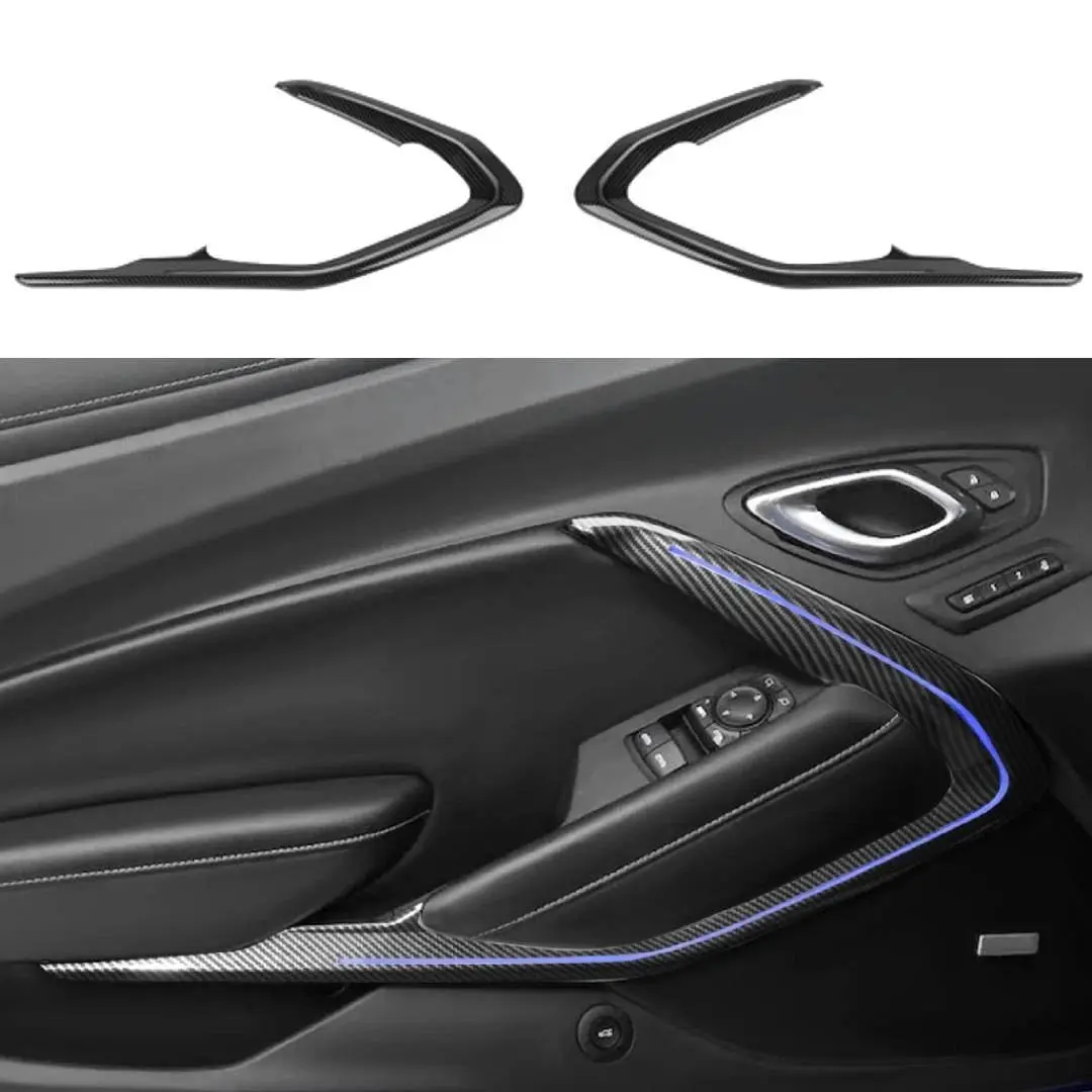 V-Shape LED Car Door Cover Trim Molding Strips, 2-Piece ABS Car Interior Moulding, Decorative Interior Accessory for Chevy Camaro 2016+