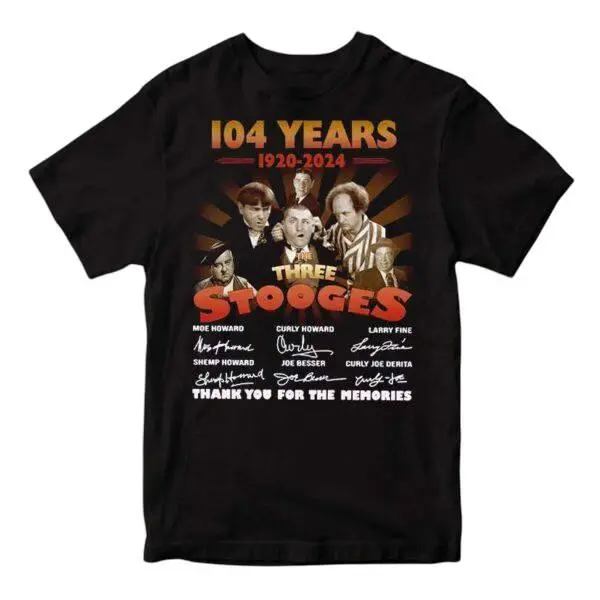 The Three Stooges 104th Anniversary Thank You For The Memories T-Shirt – Classic Comedy Graphic Tee, Retro Shirt for Fans of The Three Stooges