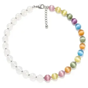 【Mother's Day Gift】 A Rainbow Dopamine Beaded Choker UV Reactive Waterproof – Summer Jewelry, mothers day gifts Stackable Retro Round Earrings Set