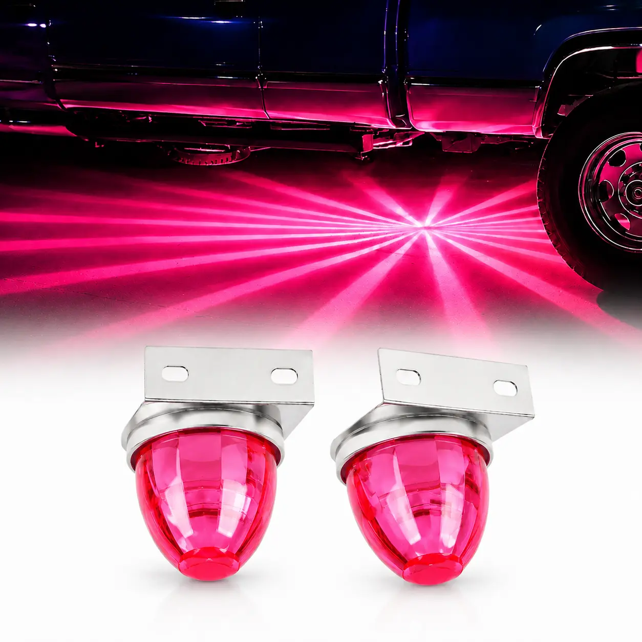 2pcs Semi Truck Clearance Marker Lights - Watermelon LED Side Lamps with Strobe & Constant Modes, Brake Function for Lorries, Trailers, Truck Accessories, Semi Truck Accessories