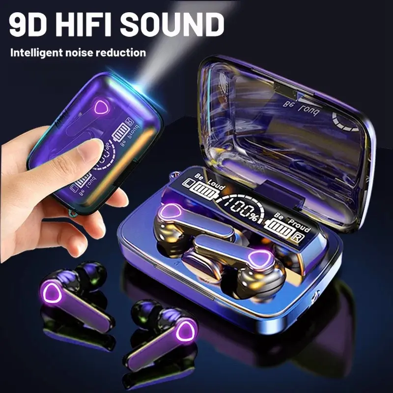 Wireless Bluetooth Sweatproof In-Ear Earphones (2 Earbuds) - Chargeable Electronic Headset with Touch Sensor Control, LED Digital Screen, Mirror Charging Case, Long-Lasting Batteries, Sports-Ready Fit