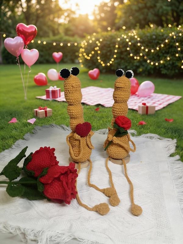Marcus the Worm Plush: Handmade Crochet Amigurumi Toy Valentine's Day Gift for Lover