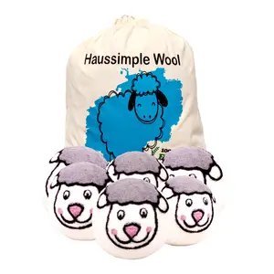 Haussimple Wool Dryer Balls Sheep 6-Count Organic Merino Eco-Friendly Handmade in Nepal Softening Static Reducing Reusable - Laundry