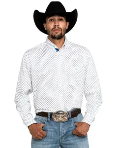 Resistol Men's White Stuart Geo Print Long Sleeve Western Shirt - R1s005-B020