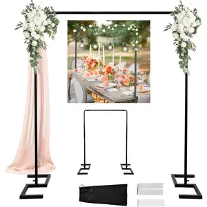 Balloon Arch Stand, 8.2FT Square Wedding Arch Frame, Black Duty Backdrop Stand, 2 Clamps Change Over The Table Rod Stand for Baby Shower Decoration, Trellis
