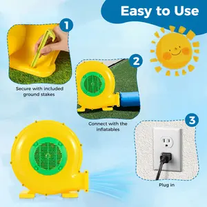 COSTWAY - 480W Bounce House Blower with Handle and Ground Stakes