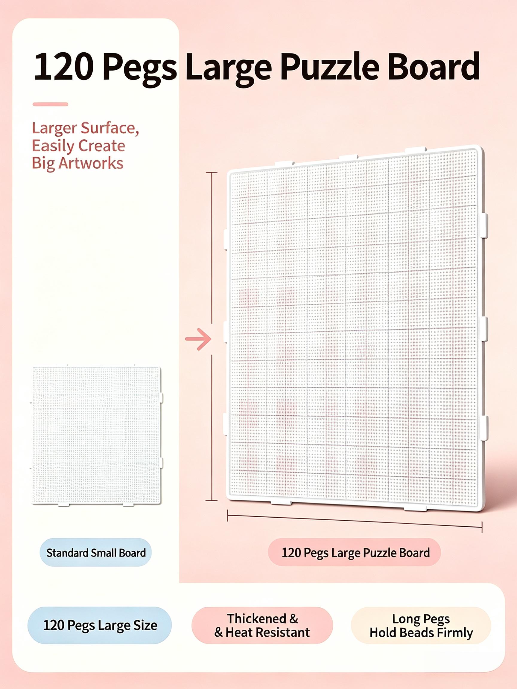 120-Pin Oversized Fuse Bead Pegboard, Heavy-Duty Heat Resistant Template for Pixel Art DIY Projects