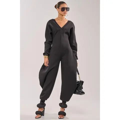 COMFY COZY JUMPSUIT IN BLACK
