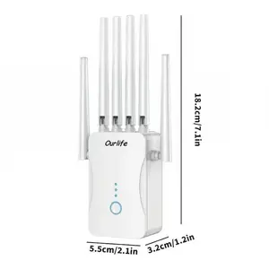 Best-Selling Wi-Fi 6 Signal Repeater | Dual-Band (2.4GHz/5GHz) Mesh Network Extender featuring 6 high-gain antennas; supports one-touch setup and whole-home coverage; compatible with smart TVs, gaming consoles, smartphones,  and smart home devices.