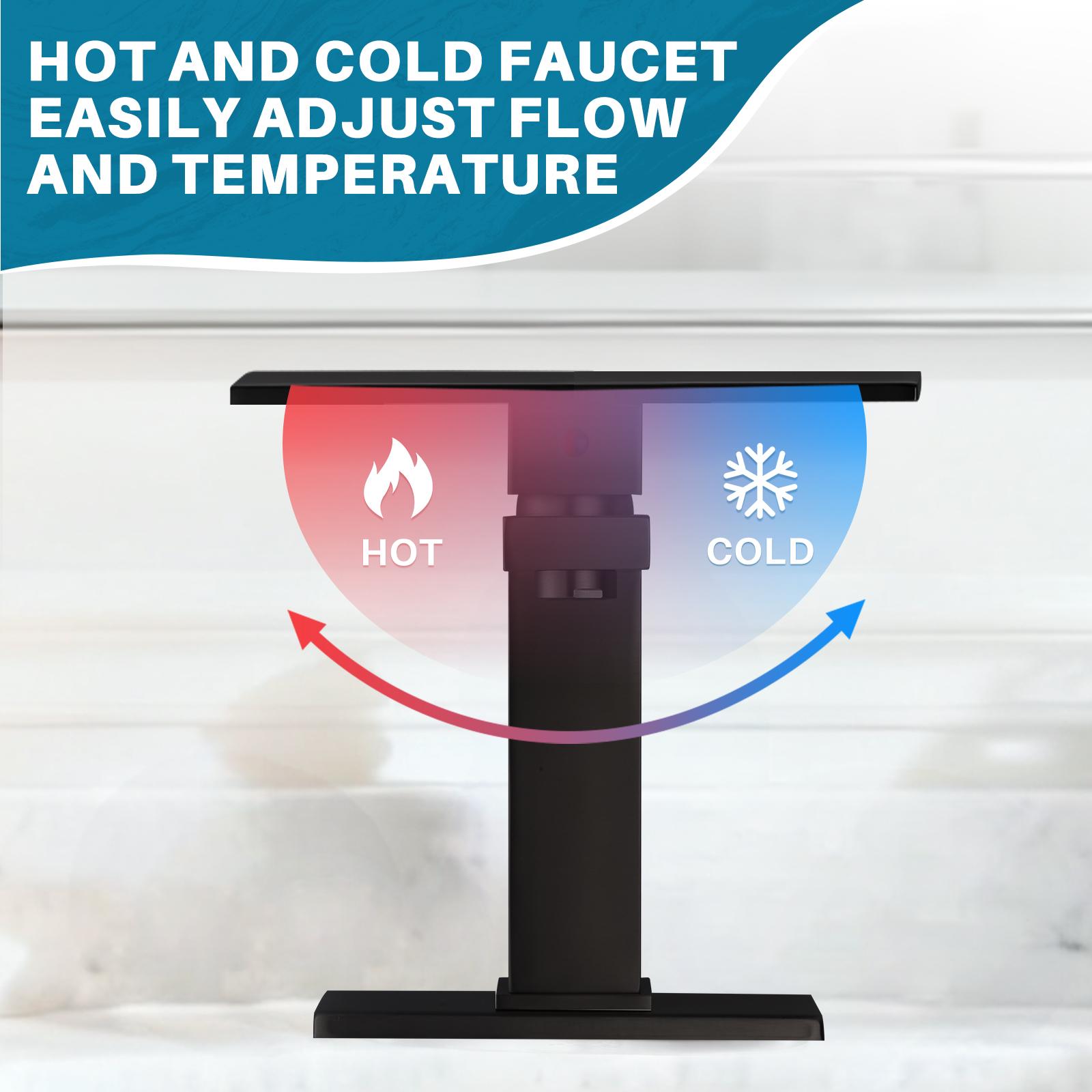 WOWOW matte black Single hole 1-handle Mid-arc Commercial/Residential Handle Bathroom Sink Faucet with Drain with Deck Plate WOWOW matte black Single hole 1-handle Mid-arc Commercial/Residential Handle Bathroom Sink Faucet with Drain with Deck Plate