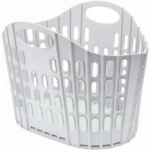 Fold Flat Easy Store Laundry Basket Hamper, Grey & Mint, 35 Litre