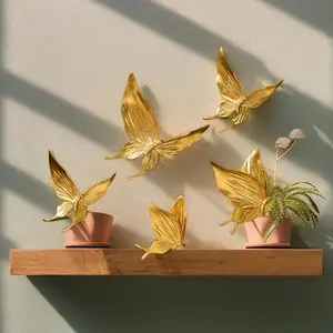 Butterfly Shaped Hanging Decor, 5 Counts/set Creative Resin Butterfly Wall Art Hanging Ornament, Wall Decor for Home Living Room Bedroom, Hangable