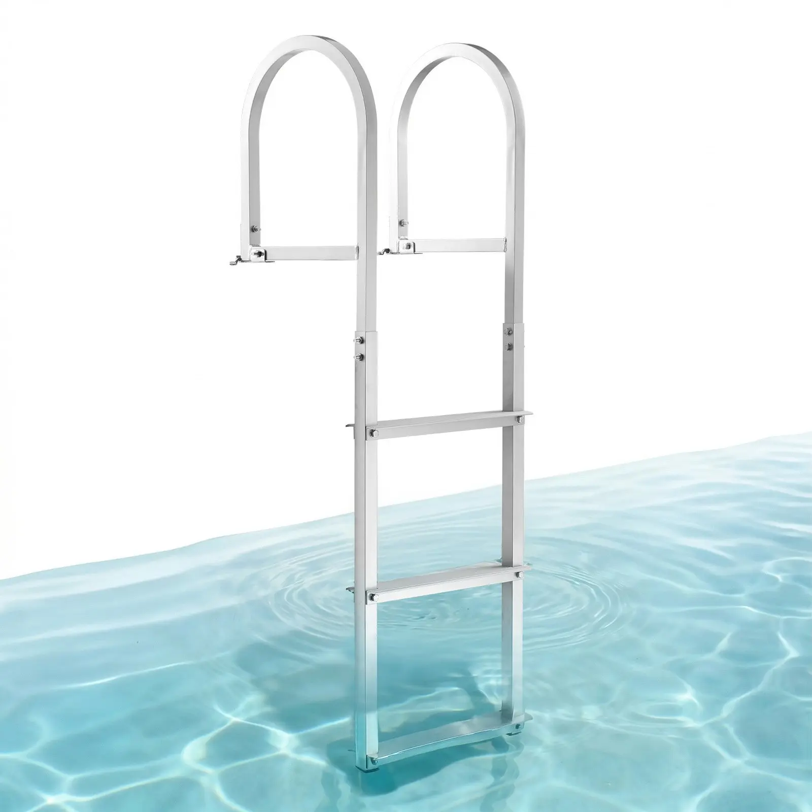 VEVOR Dock Ladder, Removable 3 Steps, 500 lbs Load Capacity, Aluminum Alloy Pontoon Boat Ladder with 3.1'' Wide Step Nonslip Rubber Mat, Easy to Install for Ship/Lake/Pool/Marine Boarding