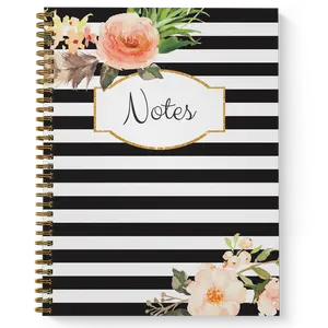 Softcover Classic Floral Notes 8.5" x 11" Spiral Notebook, 120 College Ruled Pages, Durable Gloss Laminated Cover, Gold Wire-o Spiral. Made in the USA