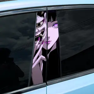 2PCS Mask Girl Car Stickers, Waterproof and Sunproof Vinyl Decals for Car Centre Pillar Decoration, Cover Scratches, for Halloween Gifts