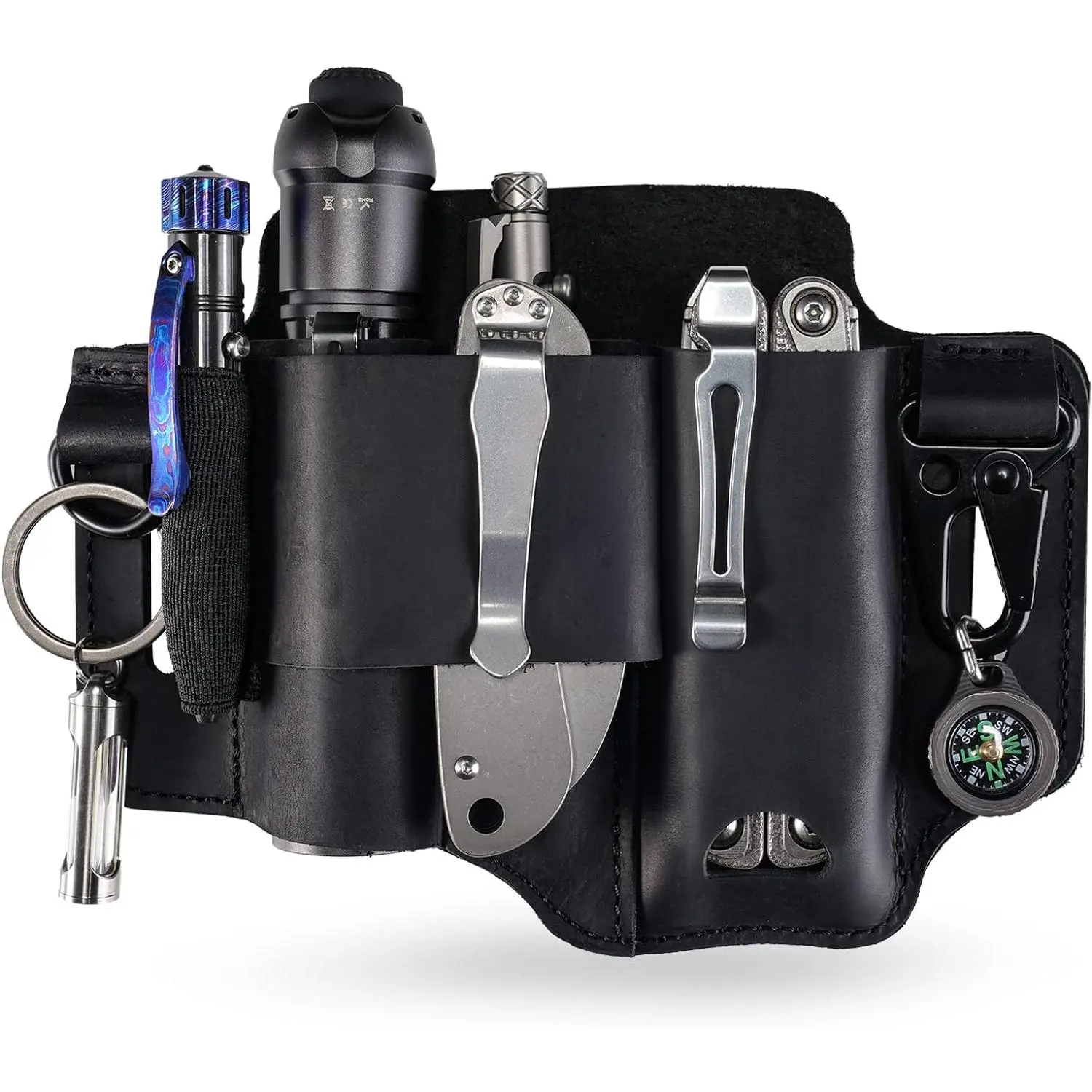 ST1 Handcrafted Leather Multitool Belt Pouch - Compact EDC Organizer with Belt Loop, Fine and Tight Stitching, for Leatherman Tools, Flashlight, Pen, Clip, Durable Stylish Men's Work Accessory