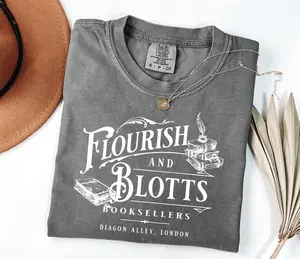 Comfort Colors Wizard Book Shop T-shirt Vintage HP Fall HP Fan Gift Flourish And Blotts Tee Bookworm Universal Magical Family Trip Gift Idea