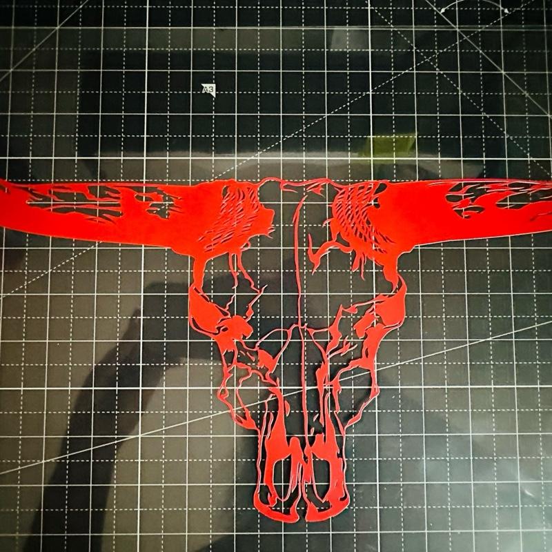 Bull skull with detail truck or car decal in weatherproof vinyl available in many colors