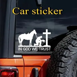 1pc Car sticker We believe in God body decoration cowboy PVC self-adhesive sticker car exterior decal Automotive Decoration