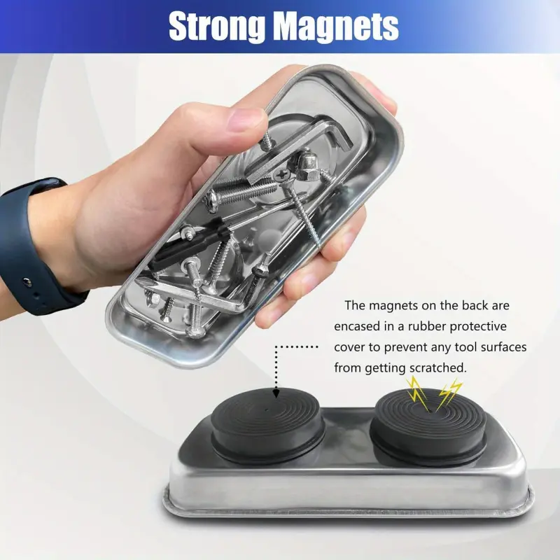 Magnetic Tray Holder, Made of Stainless Steel with Strong Magnet, Magnetic Attachment, Hardware Accessories Storage Plate, Suitable for Mechanics and Automotive Magnetic Trays, Heavy Duty