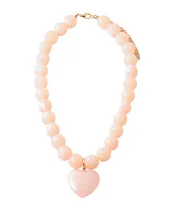 Katie Collection-Pink Beaded w/Large Heart Charm