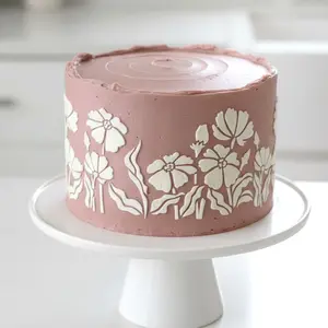 Long Border Cake Stencil with Holes, PEPPI Bakeware Decorating Tool for Kitchen Use